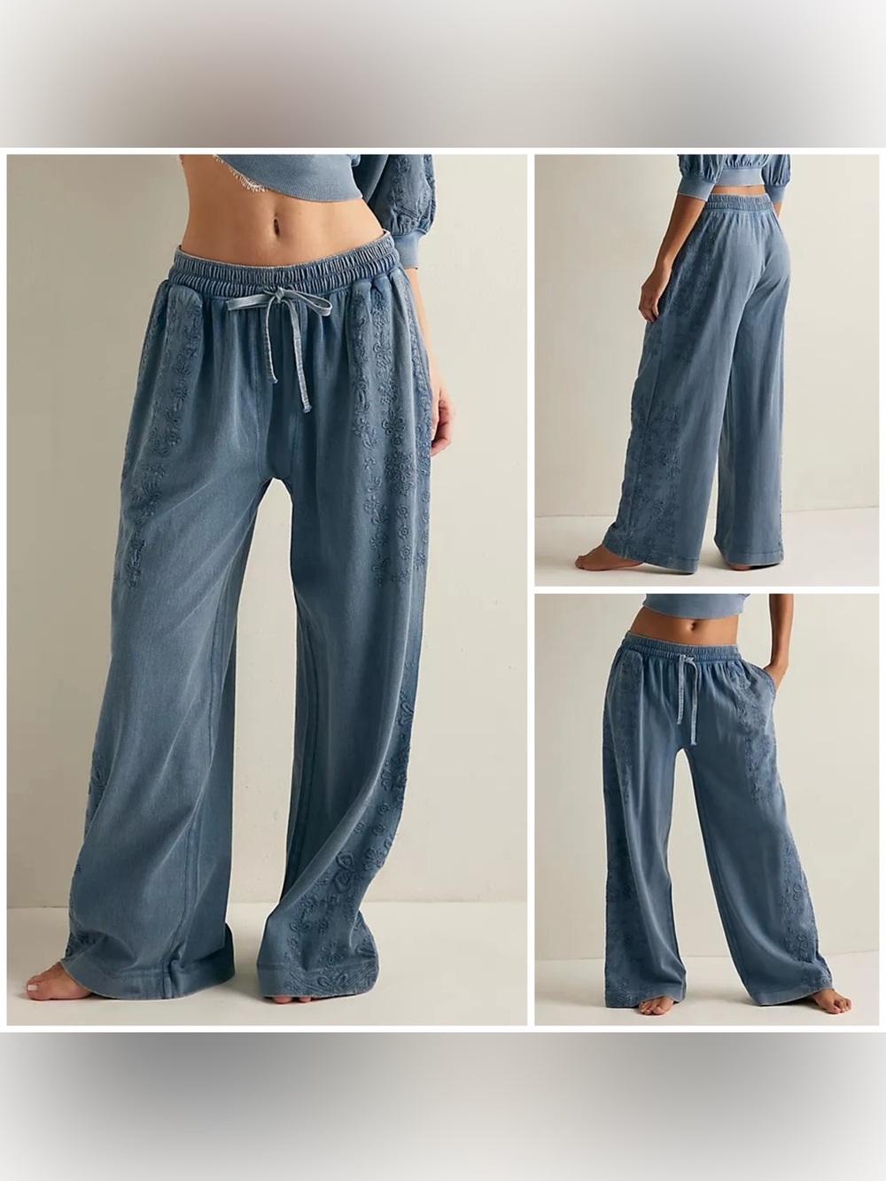NWT Free People FP Intimately Feeling Special Lounge Pants - vintage indigo - L